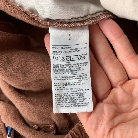 Old Navy Maplewood Brown Linen Blend Wide Leg Lounge Pant L - Picture 7 of 9